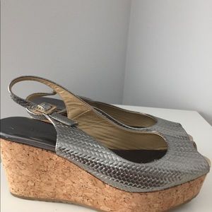 Jimmy Choo silver wedge shoes